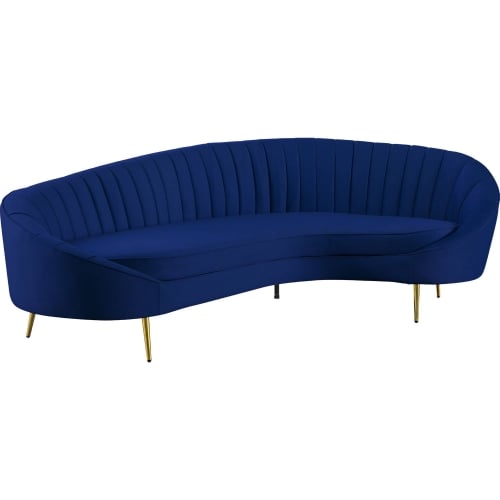 Dallas Chaise Style Sofa in Blue Microfiber & Metal